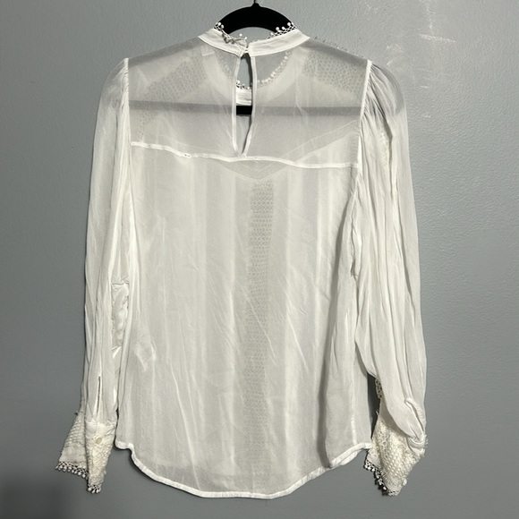Iro Ease Long-Sleeve Sheer French Lace Blouse size 38- M - US 6 - Picture 3 of 14